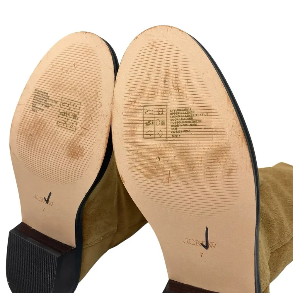 J Crew Tan Suede Mid Calf Pull On Western Boots‎ Leather Luxury Womens 7